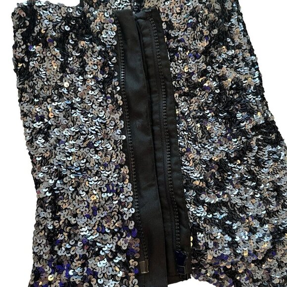 Vtg Y2K Cache Sequin Camisole Cami S Metallic Silk Asymmetrical Spaghetti Straps - Picture 13 of 15